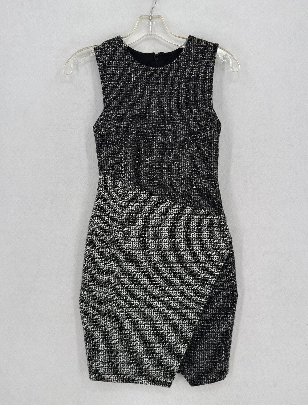 Banana Republic Gray Colorblock Tweed Layered Sleeveless Sheath Dress Sz 0P